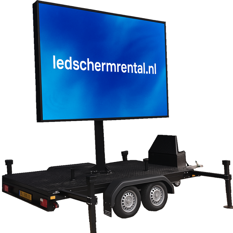 Bewegende aanhangwagen met een grote LED-scherm voor evenementen.
